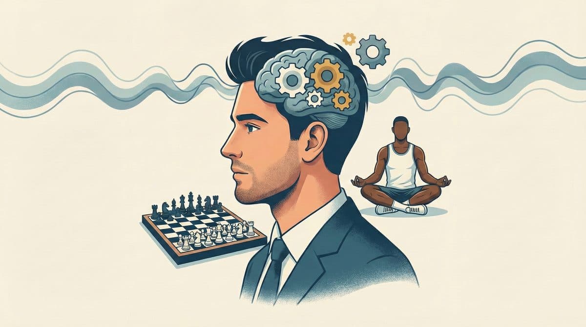 Illustrazione del gioco interiore: concentrazione, strategia e calma